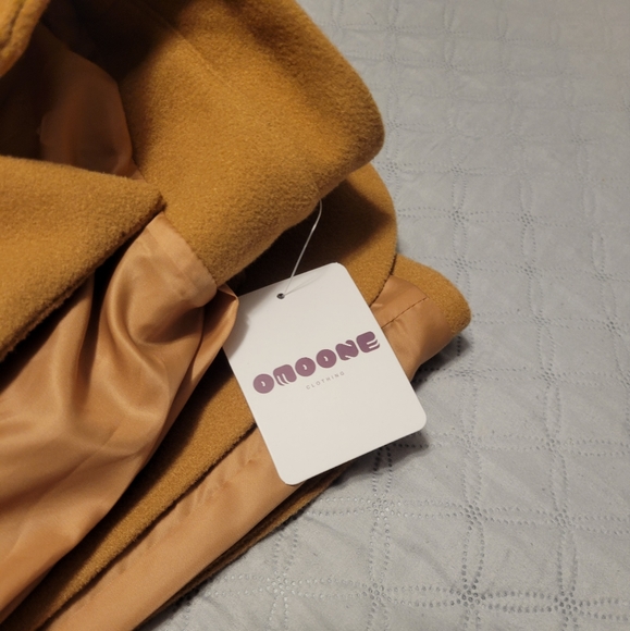 NWT Omoone Women's Stand Collar Slim Fit Jacket Pea Coat Notched Lapel Trench - Picture 5 of 7